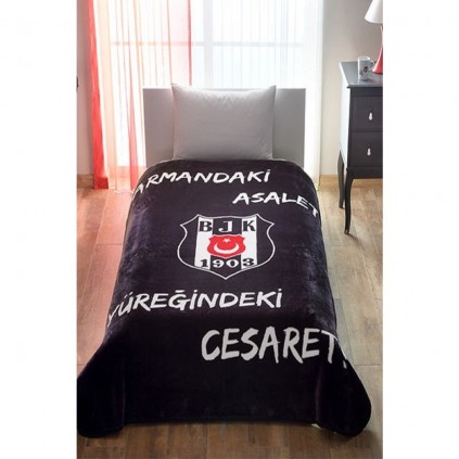 Taç Lisanslı Battaniye Beşiktaş Logo Tek Kişilik